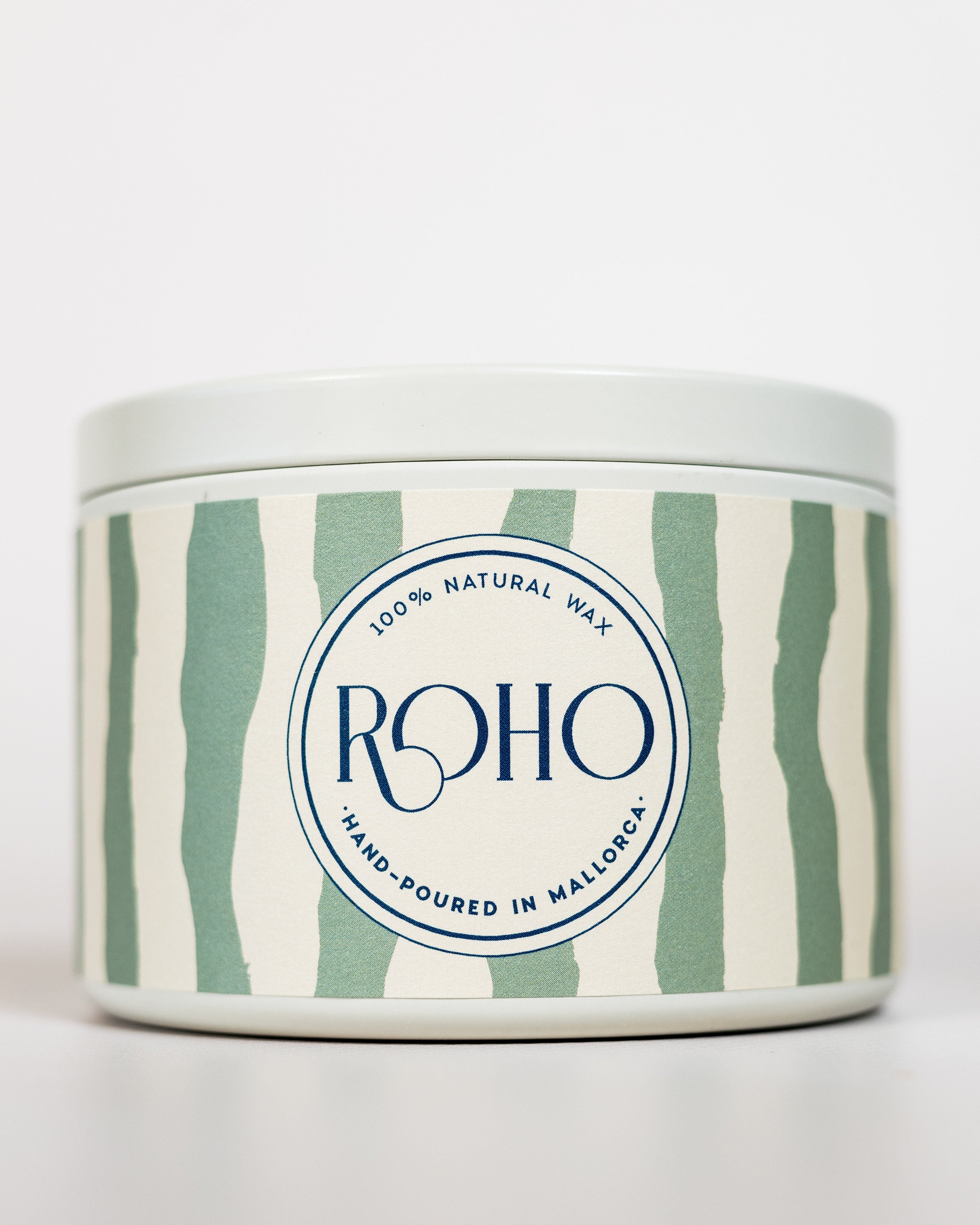 Scented, Candle with green striped design and &