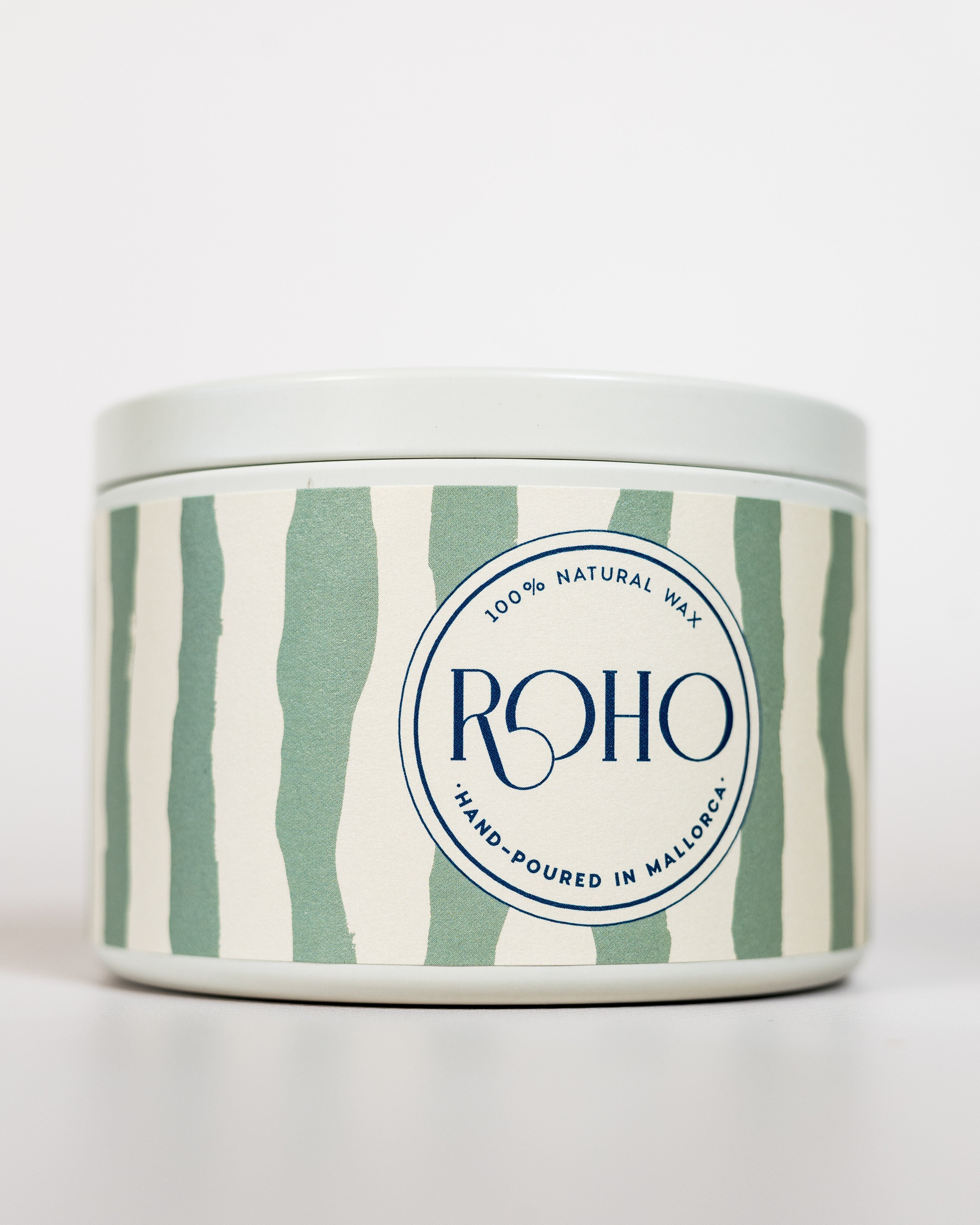 Scented Candle in a tin with striped design and &
