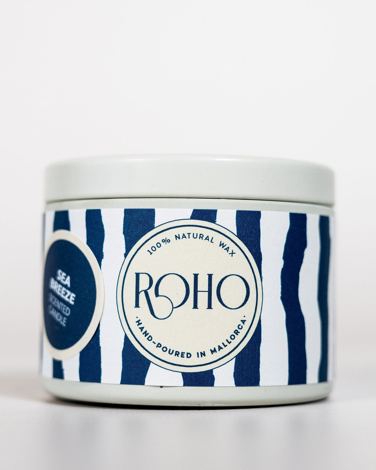 Sea Breeze candle, striped tin 90g