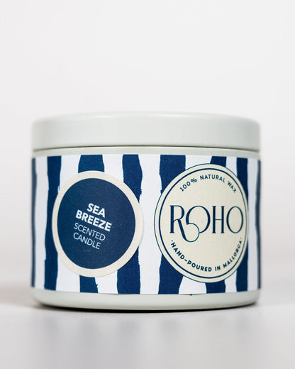 Sea Breeze candle, striped tin 90g
