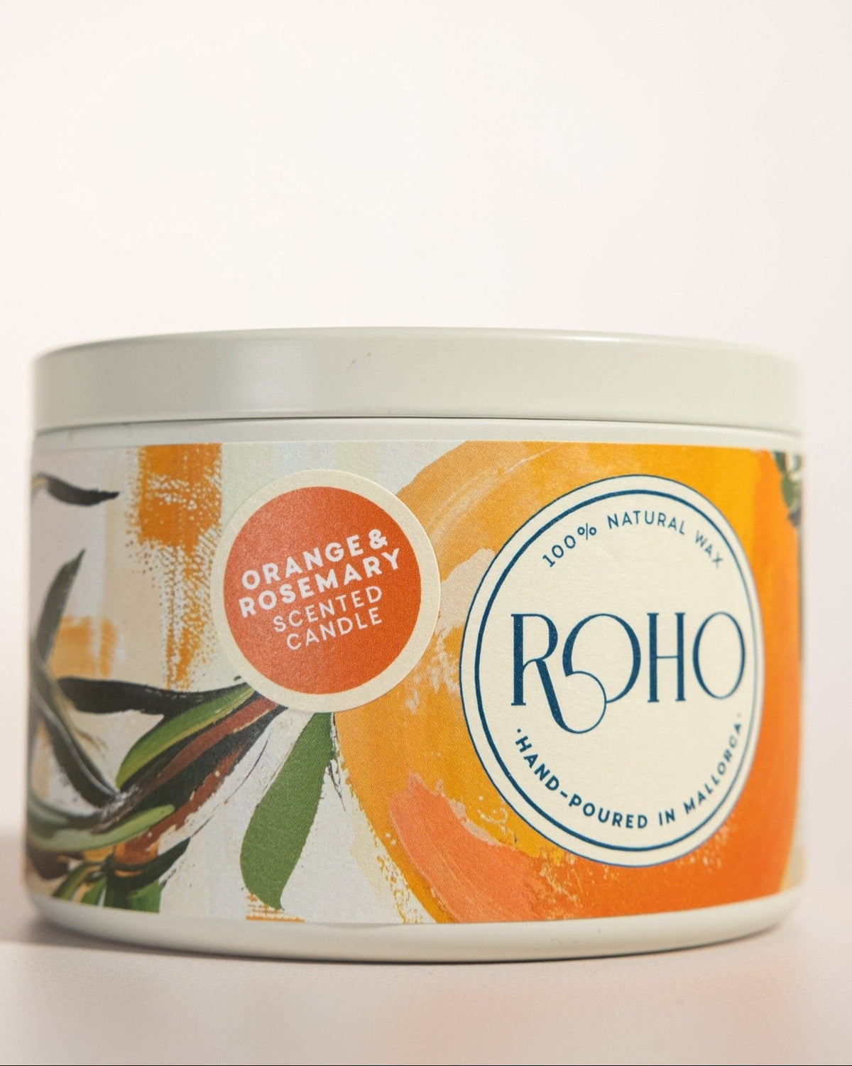 Orange and Rosemary candle, artwork tin 90g