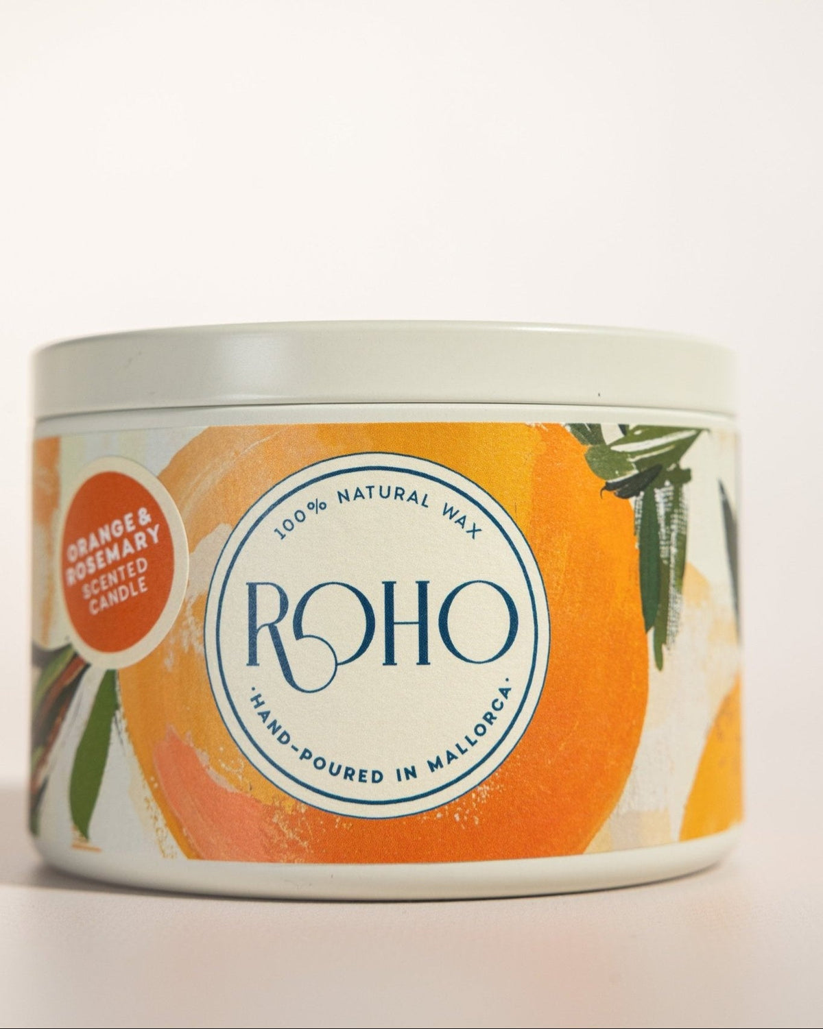 Orange and Rosemary candle, artwork tin 90g