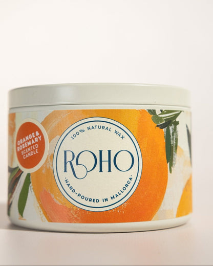 Orange and Rosemary candle, artwork tin 90g