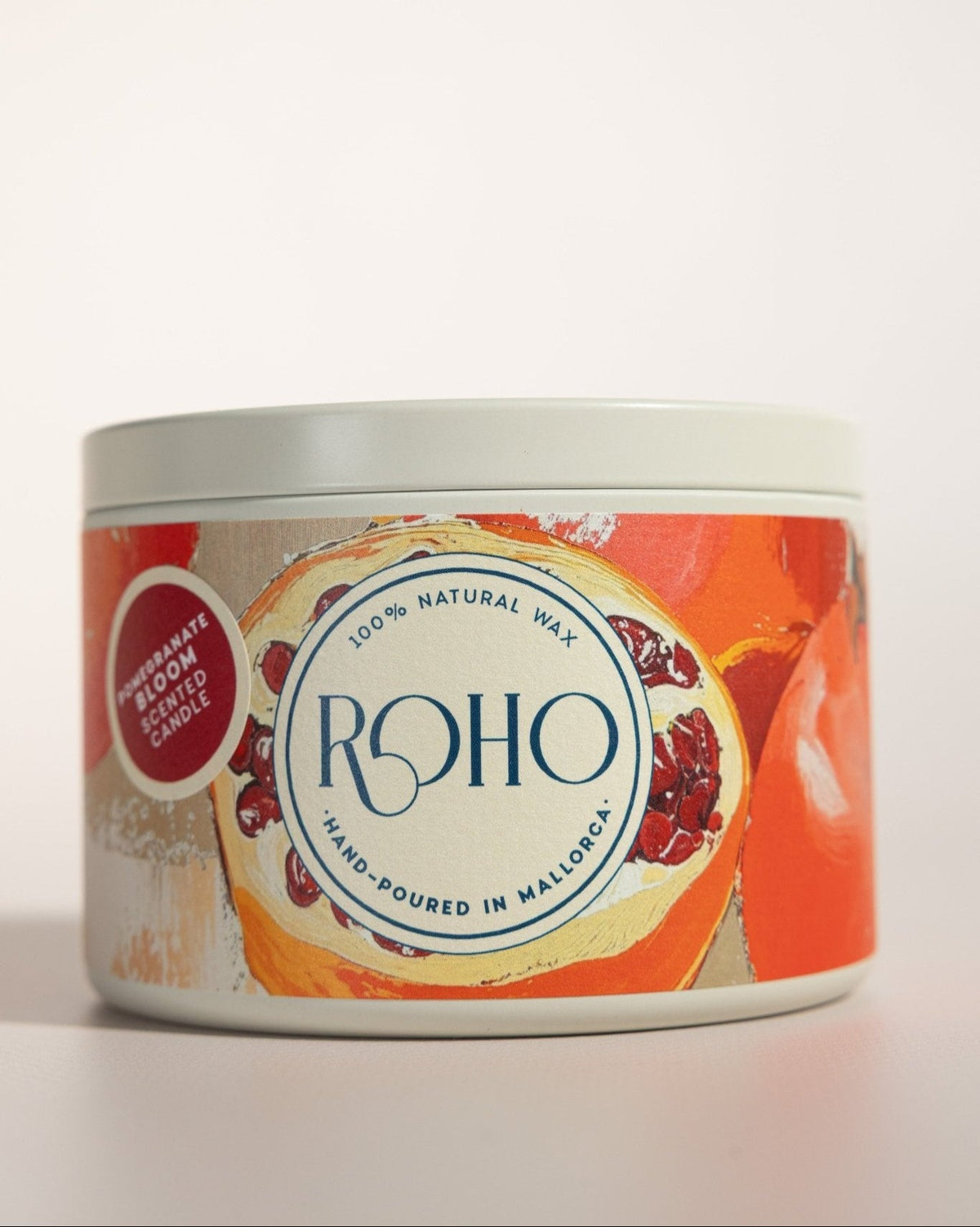 Pomegranate Bloom candle, artwork tin 90g