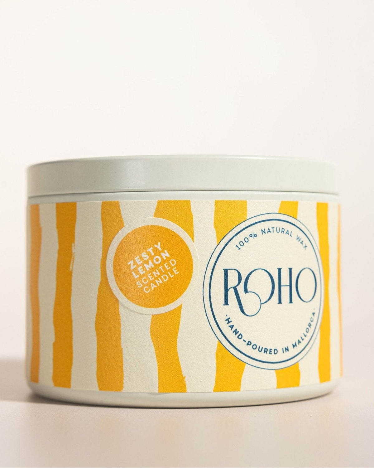 Zesty Lemon candle, striped tin 90g
