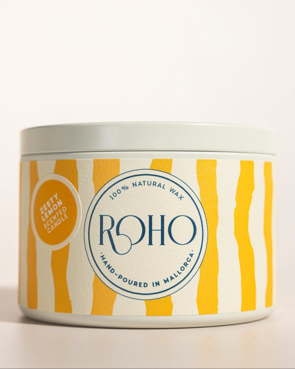 Zesty Lemon candle, striped tin 90g